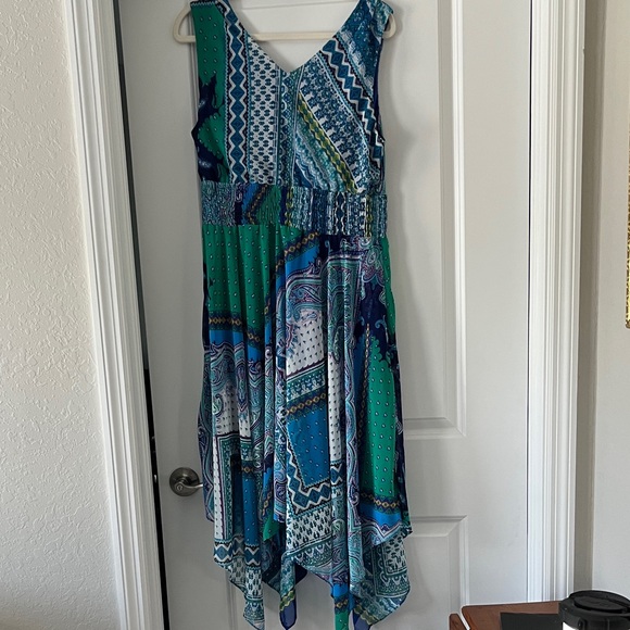 Rabbit Rabbit Rabbit Blue & Green Asymmetrical Patchwork Dress - Picture 6 of 7